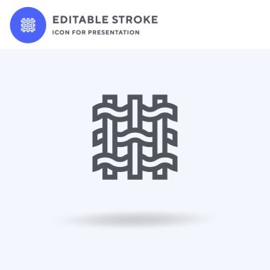 Tekstil ikonu vektörü, düz tabela, beyaz üzerine izole edilmiş katı resim, logo illüstrasyonu. Sunum için tekstil simgesi.