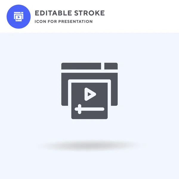 Video Player vetor ícone, sinal plano preenchido, pictograma sólido isolado em branco, ilustração do logotipo. Ícone de vídeo Player para apresentação. —  Vetores de Stock