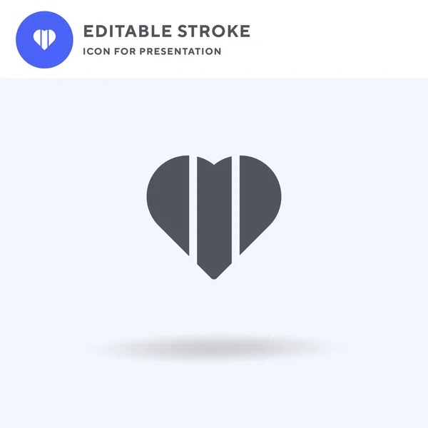 Vector Icono Del Corazón Signo Plano Lleno Pictograma Sólido Aislado — Vector de stock