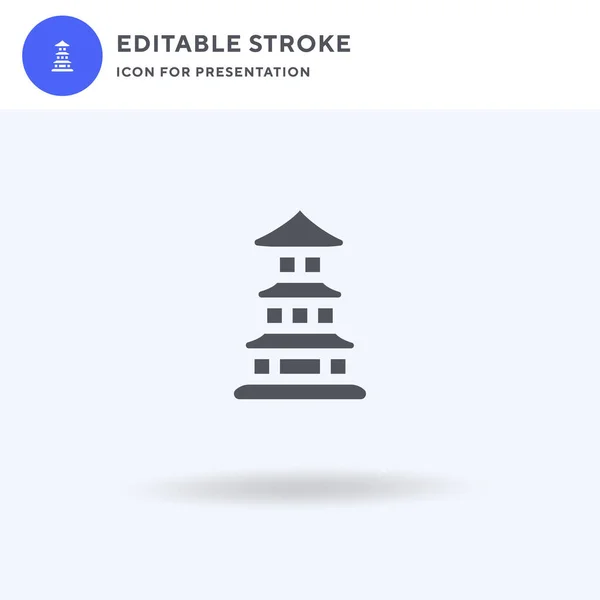 Vector Icono Pagoda Signo Plano Lleno Pictograma Sólido Aislado Blanco — Vector de stock