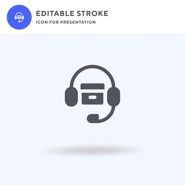 Auriculares Vector Icono Signo Plano Lleno Pictograma Sólido Aislado Blanco — Vector de stock