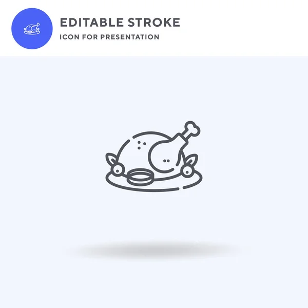 Roast Chicken Vector Icono Lleno Signo Plano Pictograma Sólido Aislado — Vector de stock