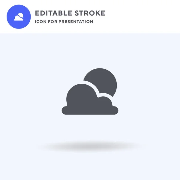 Cloudy Icon Vector Gevuld Plat Bord Solide Pictogram Geïsoleerd Wit — Stockvector