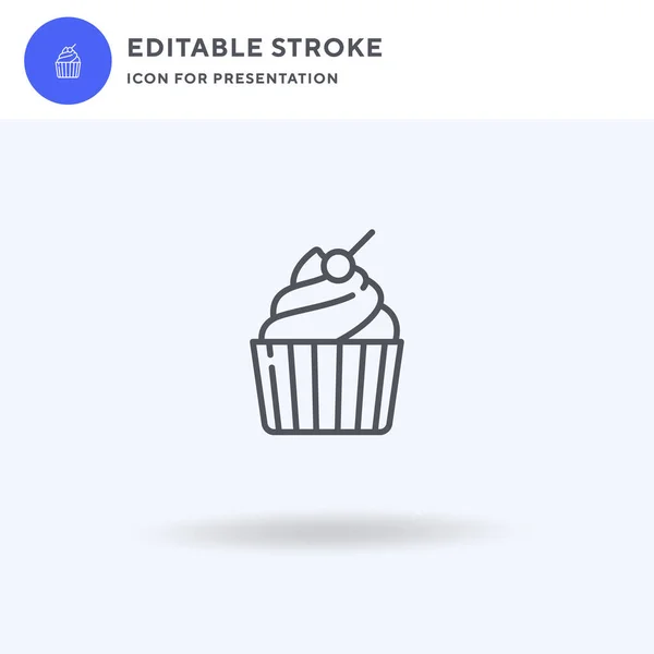 Cupcake Ikona Vektor Vyplněné Ploché Znamení Pevný Piktogram Izolované Bílém — Stockový vektor
