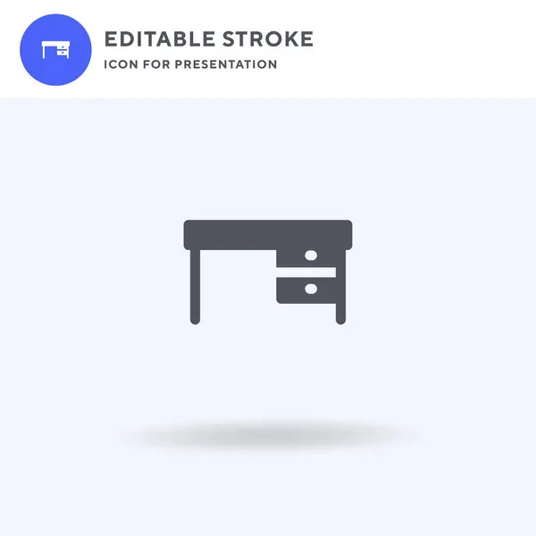 Desk Icon Vector Full Flat Sign Solid Pictogram Isolated White — 스톡 벡터