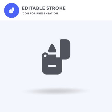 Daha hafif simge vektörü, düz tabela, beyaz üzerine izole edilmiş katı piktogram, logo illüstrasyonu. Sunum için daha hafif simge.