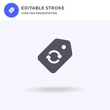 Etiket simgesi vektörü, düz işaret, beyaz üzerine izole edilmiş katı resim, logo illüstrasyonu. Sunum için etiket simgesi.