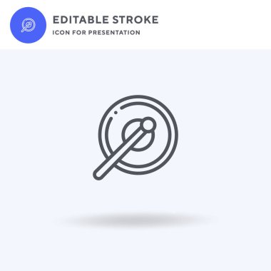 Tef simgesi vektörü, düz tabela, beyaz üzerine izole edilmiş katı resim, logo illüstrasyonu. Sunum için tef simgesi.