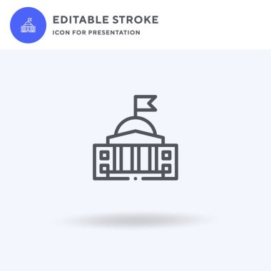 Elçilik ikon vektörü, düz tabela, beyaz üzerine izole edilmiş katı resim, logo illüstrasyonu. Sunum için elçilik simgesi.