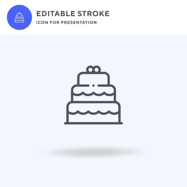 誕生日ケーキアイコンベクトル フラット記号 白いロゴのイラストに孤立した固体ピクトグラムを入力します プレゼンテーションのための誕生日ケーキアイコン — ストックベクタ