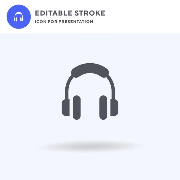 Auriculares Vector Icono Signo Plano Lleno Pictograma Sólido Aislado Blanco — Vector de stock