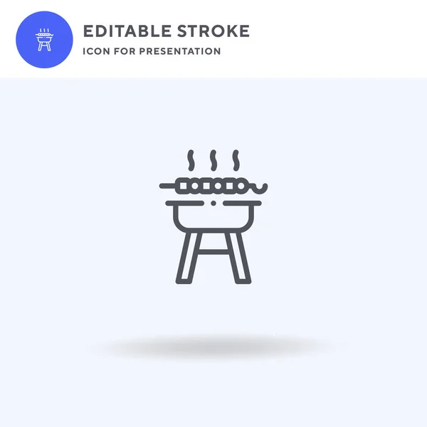 Vettore Icona Barbecue Segno Piatto Pieno Pittogramma Solido Isolato Bianco — Vettoriale Stock