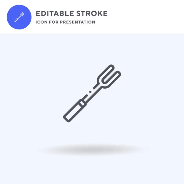 Fork Vetor Ícone Sinal Plano Preenchido Pictograma Sólido Isolado Branco — Vetor de Stock