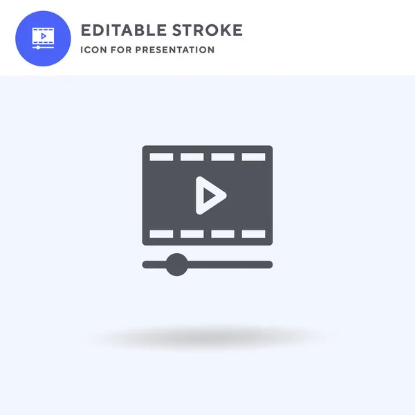 Video Player Ikon Vektor Töltött Lapos Jel Szilárd Piktogram Elszigetelt — Stock Vector