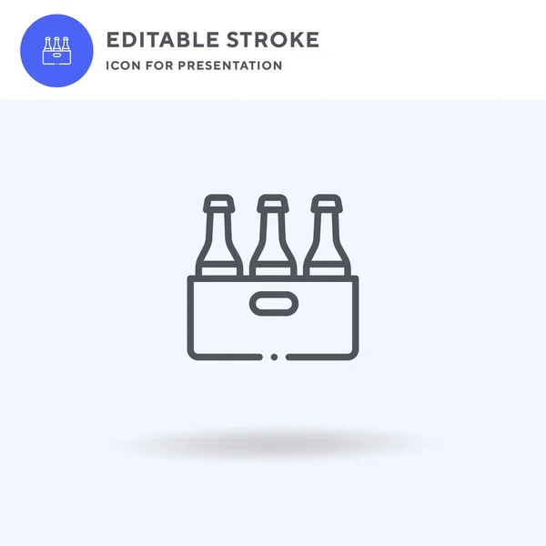 Vector Icono Caja Cerveza Signo Plano Lleno Pictograma Sólido Aislado — Vector de stock