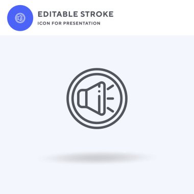 Simge vektöründe ses, düz tabela, beyaz üzerine izole edilmiş katı piktogram, logo illüstrasyonu. Sunum için Ses Üzerine simgesi.