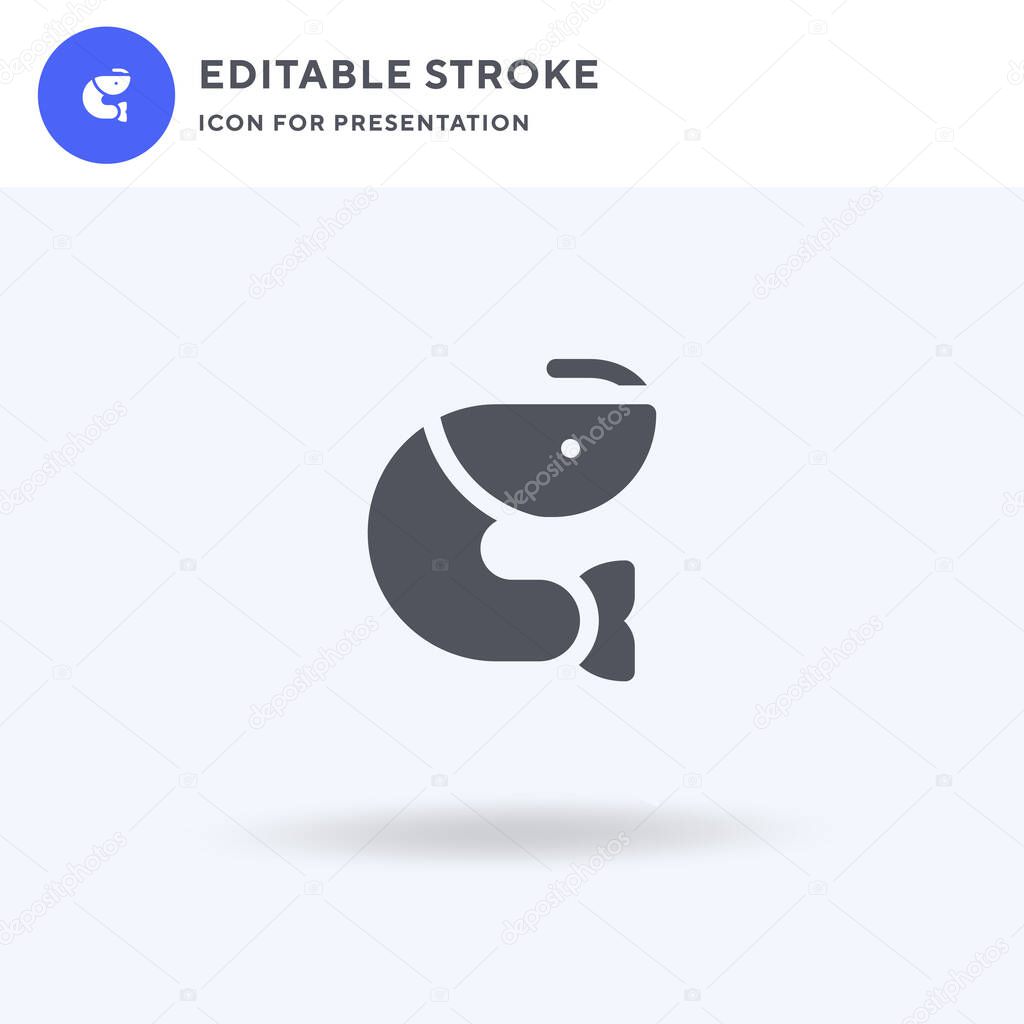 Shrimp icon vector, filled flat sign, solid pictogram isolated on white, logo illustration. Shrimp icon for presentation.