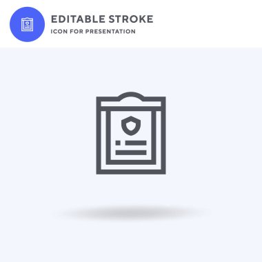 Tıbbi Sigorta ikonu vektörü, düz tabela, beyaz üzerine izole edilmiş katı resim, logo illüstrasyonu. Sunum için Tıbbi Sigorta simgesi.