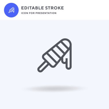 Buzlu şeker ikonu vektörü, düz tabela, beyaz üzerine izole edilmiş katı piktogram, logo illüstrasyonu. Sunum için buz çubuğu simgesi.