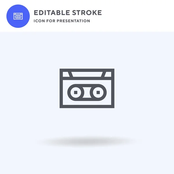 Icono Cassette Vector Signo Plano Lleno Pictograma Sólido Aislado Blanco — Vector de stock