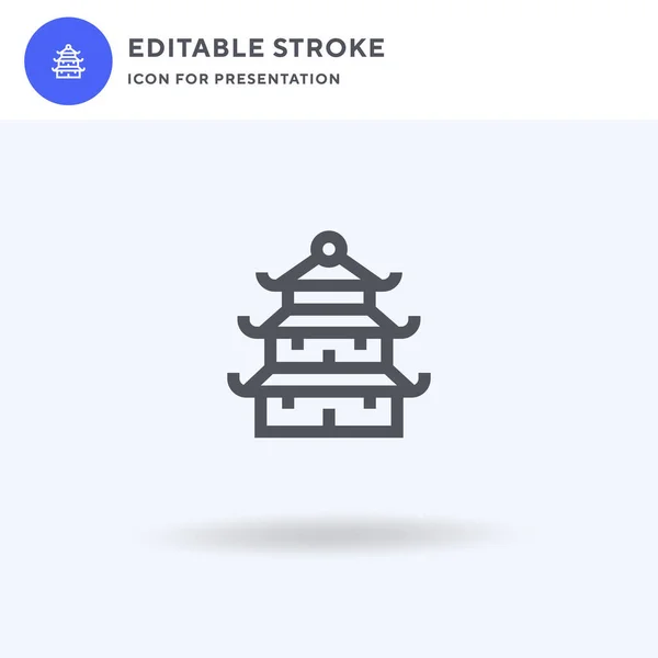 Vector Icono Pagoda Signo Plano Lleno Pictograma Sólido Aislado Blanco — Vector de stock