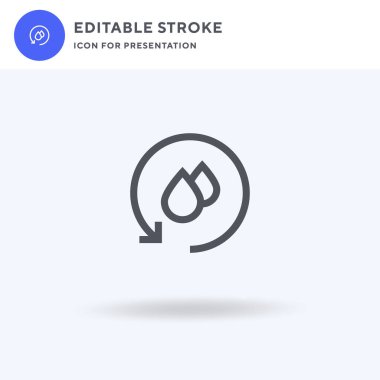 Su döngüsü ikon vektörü, düz tabela, beyaz üzerine izole edilmiş katı piktogram, logo illüstrasyonu. Sunum için Su Döngüsü simgesi.