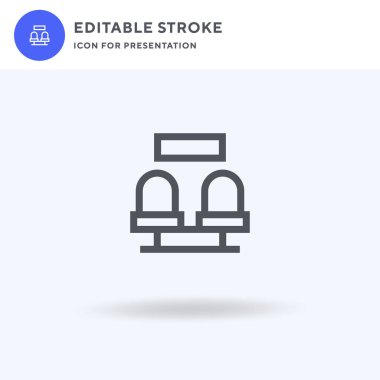 Bekleme odası ikon vektörü, düz tabela, beyaz üzerine izole edilmiş katı resim, logo illüstrasyonu. Sunum için bekleme odası simgesi.