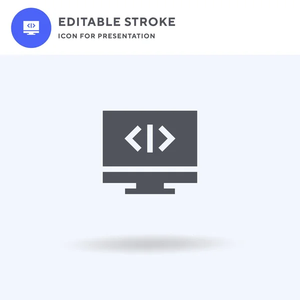 Vetor Ícone Programação Sinal Plano Preenchido Pictograma Sólido Isolado Branco — Vetor de Stock