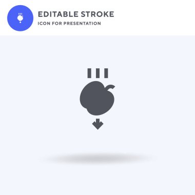 Yer çekimi simgesi vektörü, düz tabela, beyaz üzerine izole edilmiş katı resim, logo illüstrasyonu. Sunum için yerçekimi simgesi.