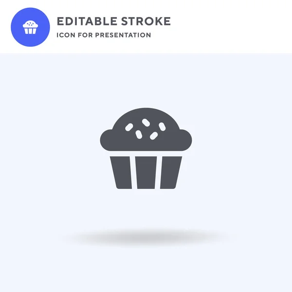 Cupcake icoon vector, gevuld plat bord, solide pictogram geïsoleerd op wit, logo illustratie. Cupcake icoon voor presentatie. — Stockvector