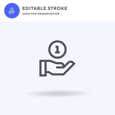 Kazanan simge vektörü, düz tabela, beyaz üzerine izole edilmiş katı resim, logo illüstrasyonu. Sunum için kazanan simge.