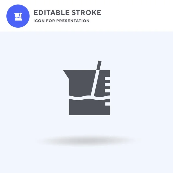 Vetor de ícone mais fraco, sinal plano preenchido, pictograma sólido isolado em branco, ilustração do logotipo. Ícone Beaker para apresentação. —  Vetores de Stock