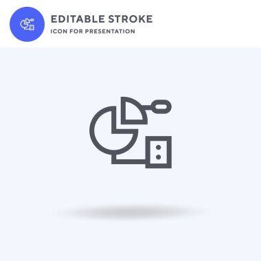 Kek Grafik simgesi vektörü, düz tabela, beyaz üzerine izole edilmiş katı resim, logo illüstrasyonu. Sunum için Kek Grafik simgesi.