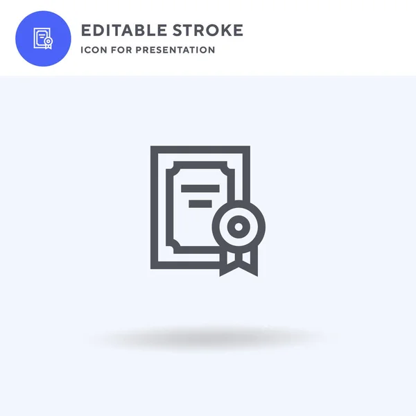 Vector Icono Certificado Signo Plano Llenado Pictograma Sólido Aislado Blanco — Vector de stock