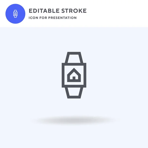 Smartwatch Vector Icono Lleno Signo Plano Pictograma Sólido Aislado Blanco — Vector de stock