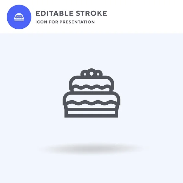 Torta Ikon Vektor Töltött Lapos Jel Szilárd Piktogram Elszigetelt Fehér — Stock Vector