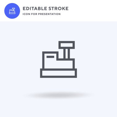 Simge vektörü, düz tabela, beyaz üzerine izole edilmiş katı resim, logo illüstrasyonu. Sunum için simge kaydet.