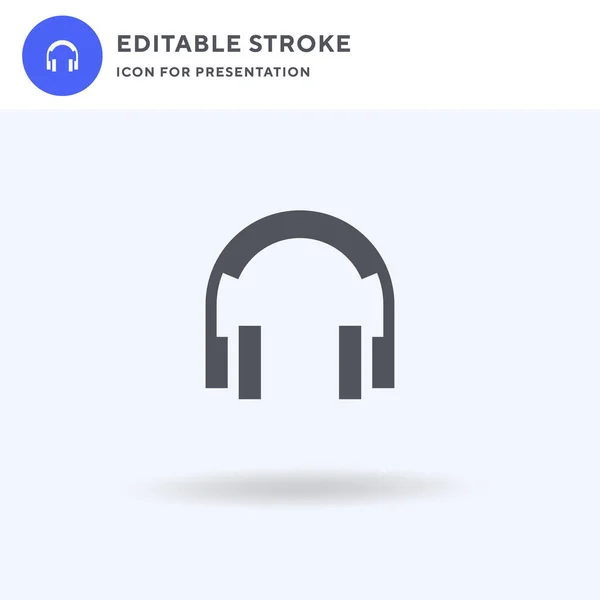 Auriculares vector icono, signo plano lleno, pictograma sólido aislado en blanco, ilustración del logotipo. Icono de auriculares para presentación. — Vector de stock