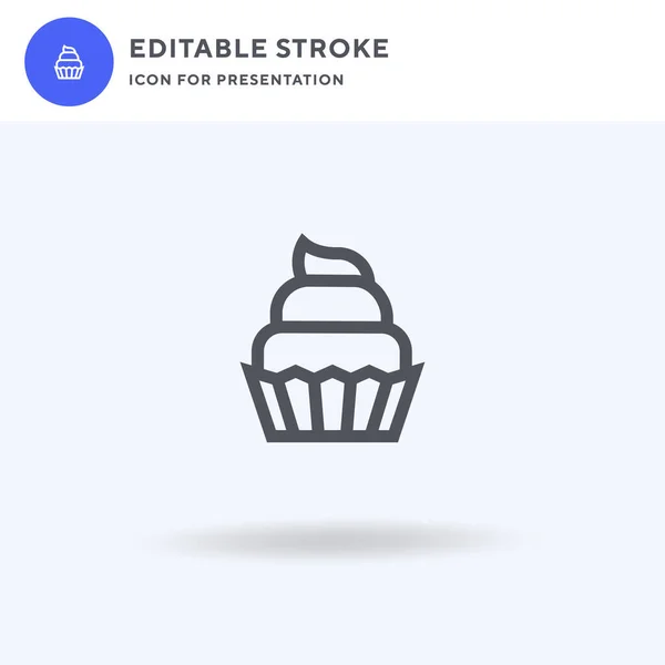 Cupcake Icon Vector Filled Flat Sign Solid Pictogram Isolated White — Stock Vector