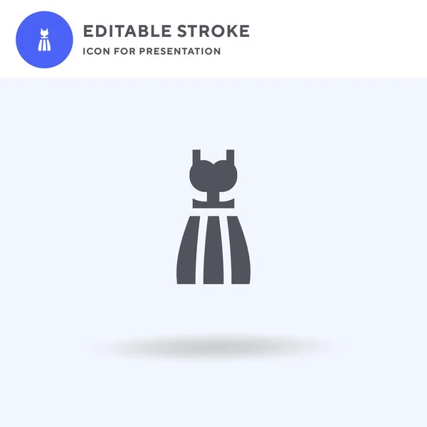 Vetor de ícone de vestido, sinal plano preenchido, pictograma sólido isolado em branco, ilustração logotipo. Ícone de vestido para apresentação. —  Vetores de Stock