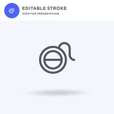 Diş ipi ikonu vektörü, düz tabela, beyaz üzerine izole edilmiş katı resim, logo illüstrasyonu. Sunum için diş ipi simgesi.