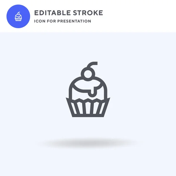 Cupcake Ikona Vektor Vyplněné Ploché Znamení Pevný Piktogram Izolované Bílém — Stockový vektor