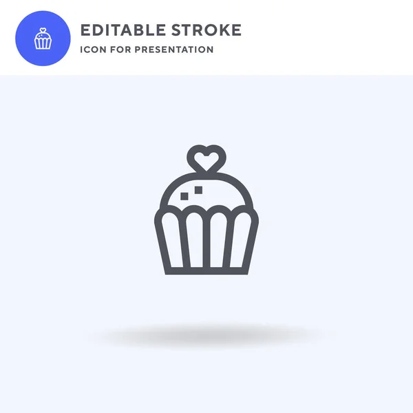 Cupcake Icône Vecteur Rempli Signe Plat Pictogramme Solide Isolé Sur — Image vectorielle