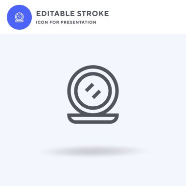 Toz ikonu vektörü, düz tabela, beyaz üzerine izole edilmiş katı resim, logo illüstrasyonu. Sunum için pudra simgesi.