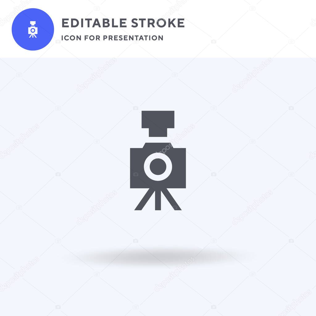 Camera icon vector, filled flat sign, solid pictogram isolated on white, logo illustration. Camera icon for presentation.