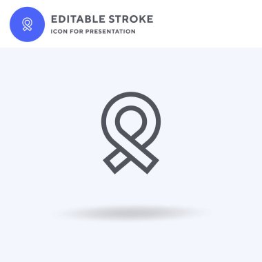 Kurdele ikonu vektörü, düz tabela, beyaz üzerine izole edilmiş katı resim, logo illüstrasyonu. Sunum için kurdele simgesi.