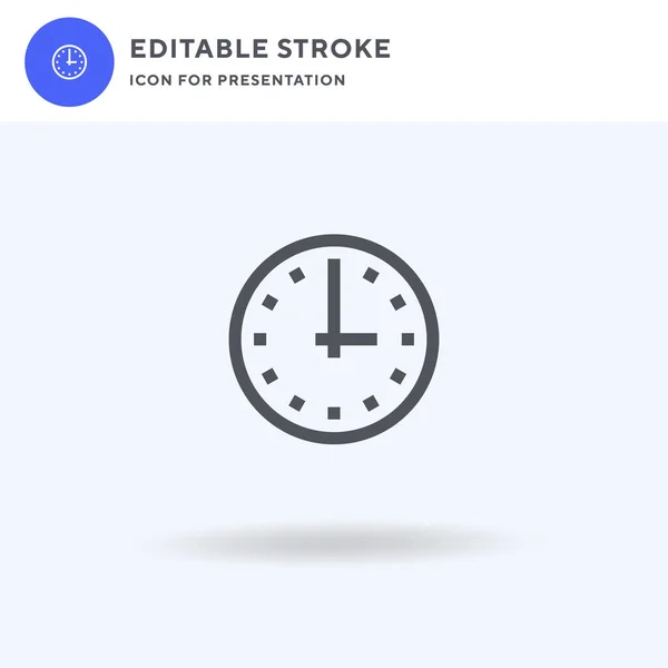 Reloj Vector Icono Lleno Signo Plano Pictograma Sólido Aislado Blanco — Vector de stock