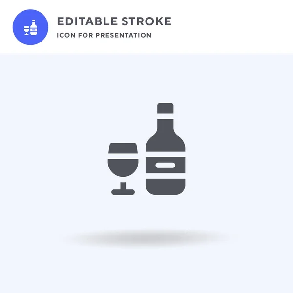 Vetor de ícone de vinho, sinal plano preenchido, pictograma sólido isolado em branco, ilustração do logotipo. Ícone de vinho para apresentação. — Vetor de Stock