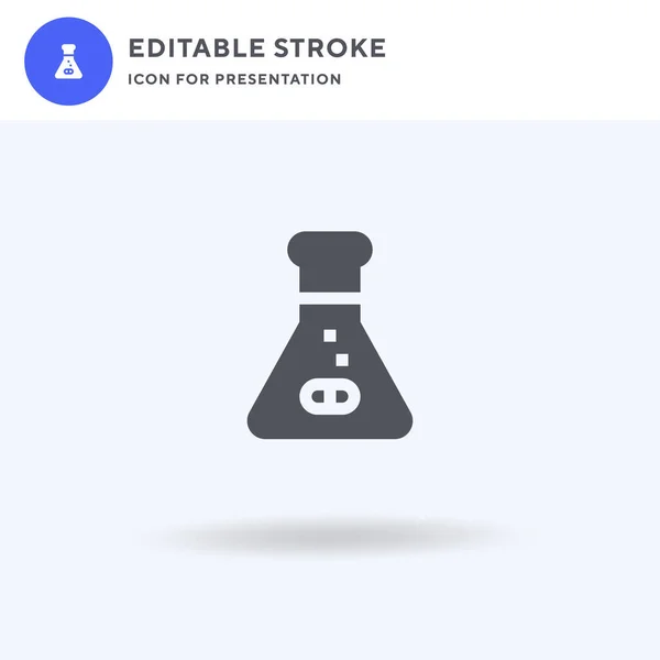 Vector kolfpictogram, vlakke aanduiding, stevig pictogram geïsoleerd op wit, afbeelding van het logo. Flask pictogram voor presentatie. — Stockvector