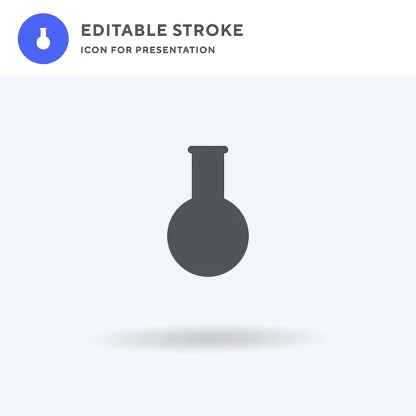 Vector kolfpictogram, vlakke aanduiding, stevig pictogram geïsoleerd op wit, afbeelding van het logo. Flask pictogram voor presentatie. — Stockvector